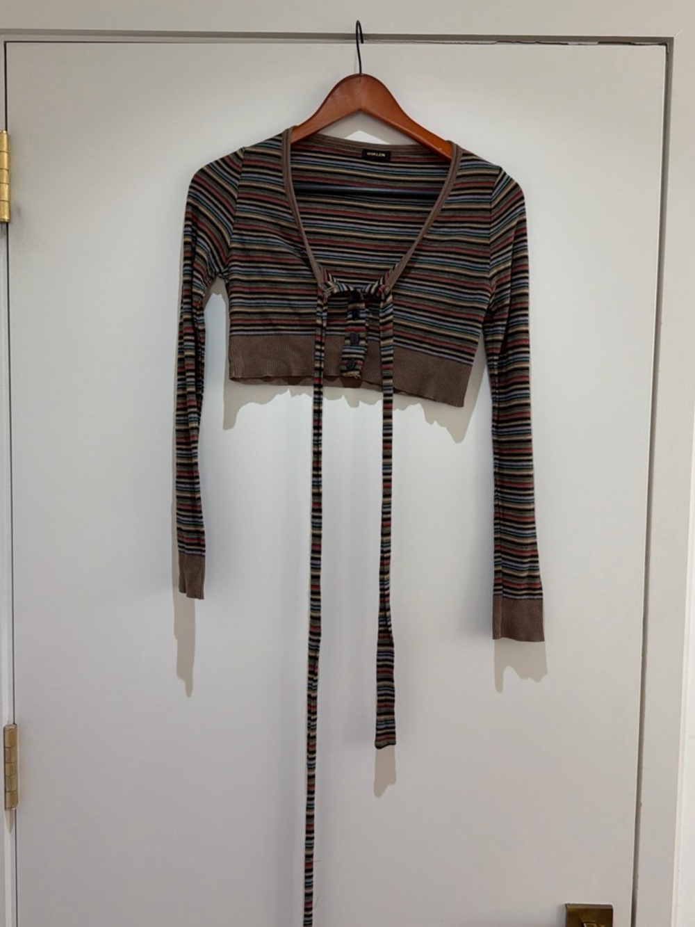 Oskele Brown Multicolor Striped Crewneck Sweater - Small